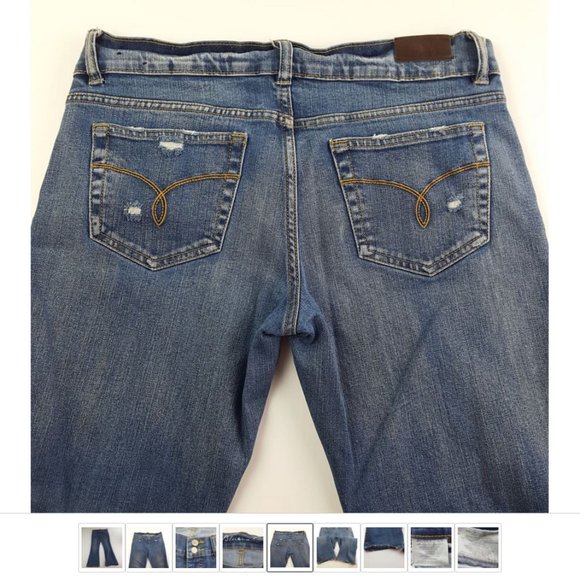 Bluenotes Denim Jeans Blue Distressed Women 30|30 Low Rise bootCut Skinny Flare - Picture 5 of 9